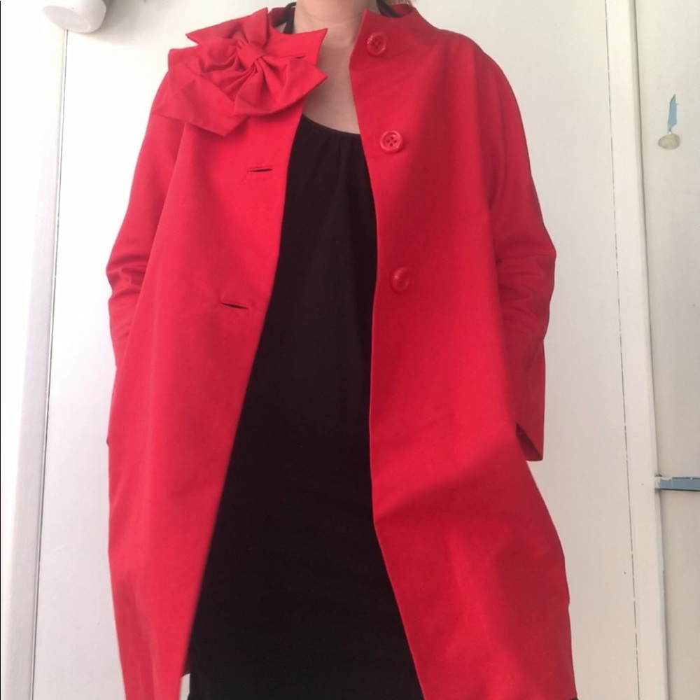 Kate spade red bow neck coat